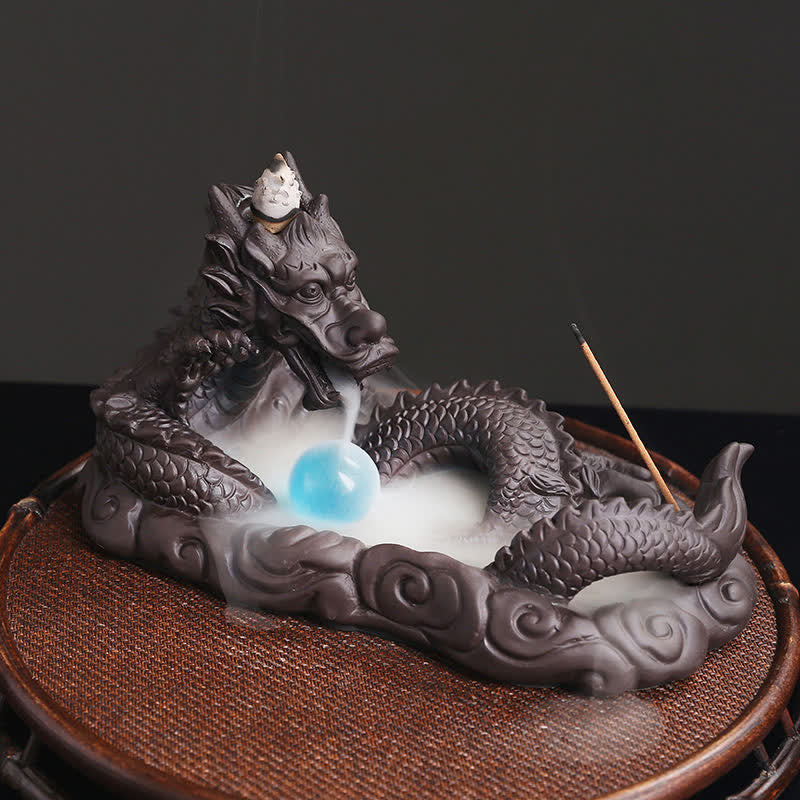 Dragon Playing Ball Flower Protection Incense Burner Decoration