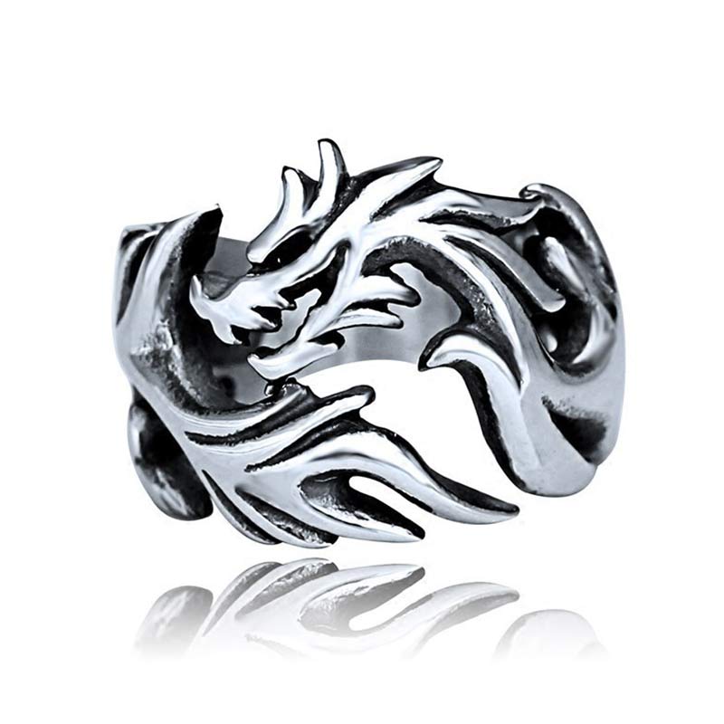 Buddha Stones Dragon Pattern Protection Strength Adjustable Ring