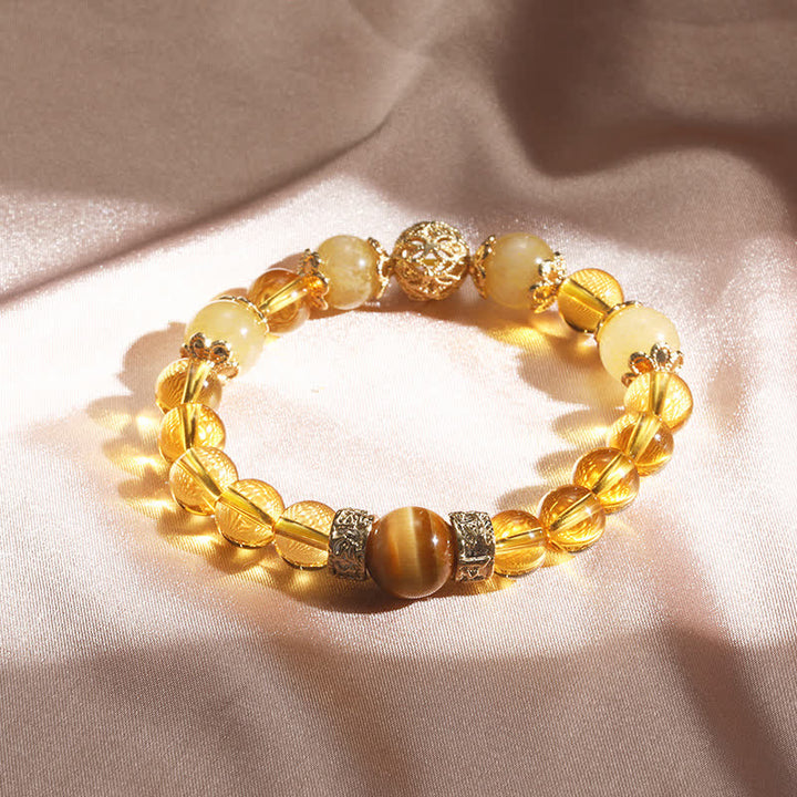 Buddha Stones Citrine Generosity Prosperity Beaded Bracelet