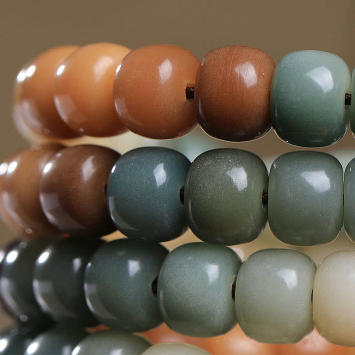 Buddha Stones 108 Mala Beads Gradient Bodhi Seed Green Tara Buddha Engraved Peace Harmony Bracelet