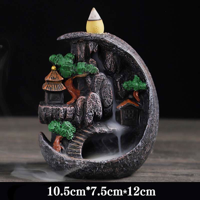 Mountain Bridges Pattern Meditation Resin Backflow Incense Burner