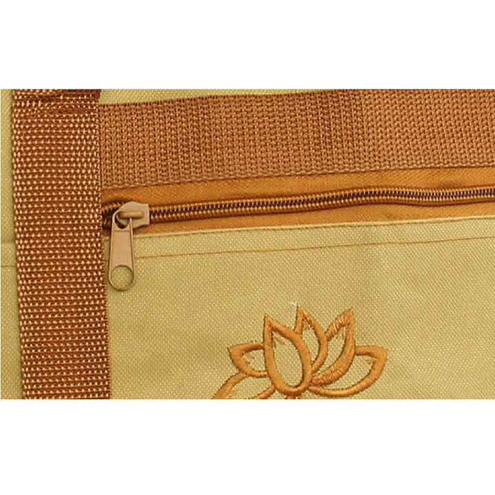 Spiritual Mind Practice Lotus Embroidery Pattern Canvas Shoulder Bag Tote Bag