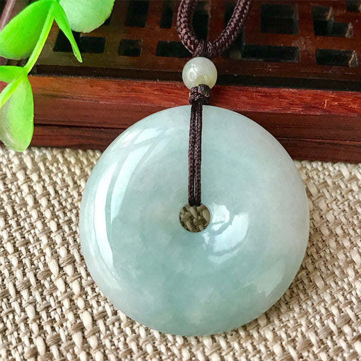 Buddha Stones Round Jade String Luck Necklace Pendant