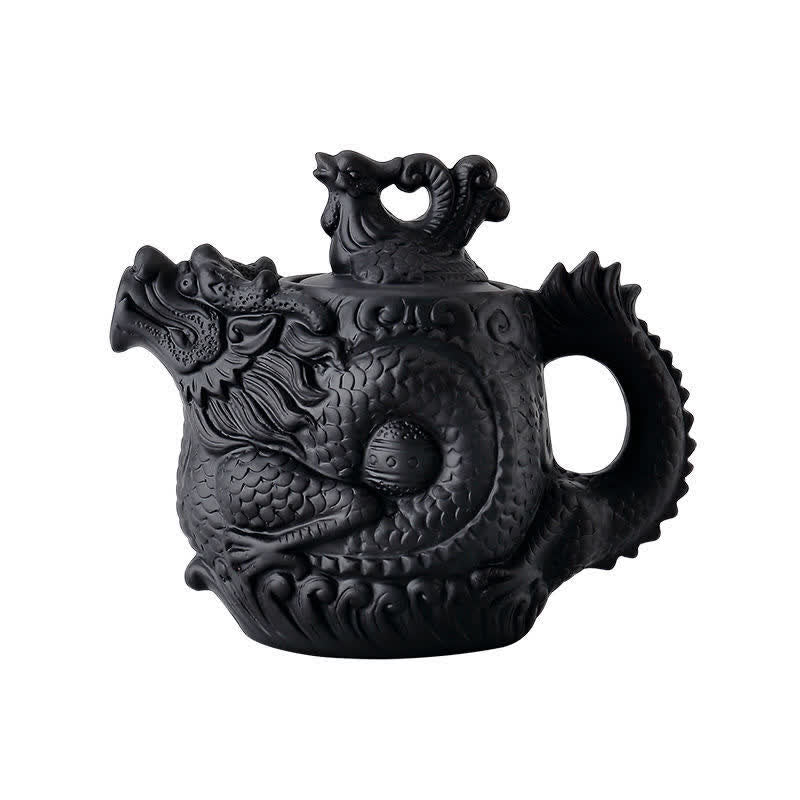 Vintage Dragon Phoenix Ceramic Teapot