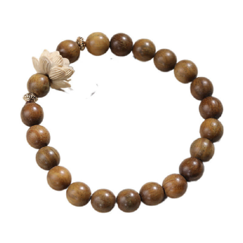 Buddha Stones Green Sandalwood Boxwood Lotus Soothing Bracelet