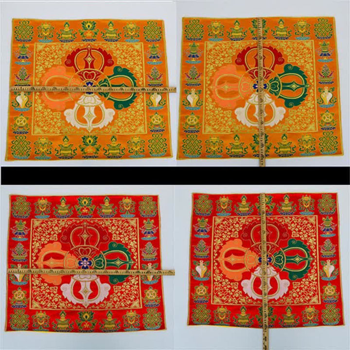 Flower Endless Knot Prayer Altar Mat Healing Meditation 8 Auspicious Symbols Mat Table Runner