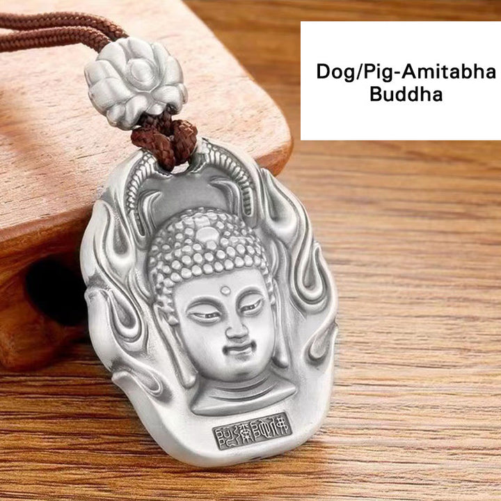 Buddha Stones Chinese Zodiac Natal Buddha Om Mani Padme Hum Lotus Compassion Necklace Pendant