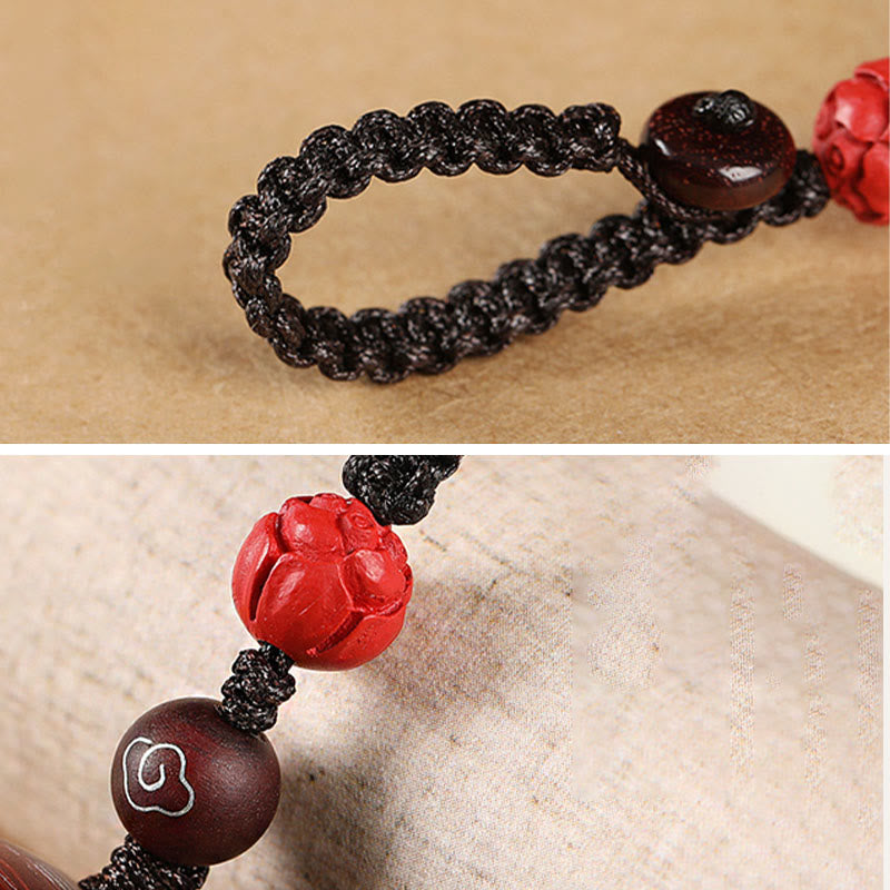 Buddha Stones Small Leaf Red Sandalwood Green Sandalwood Ebony Wood Lucky Cat Paw Claw Protection Key Chain