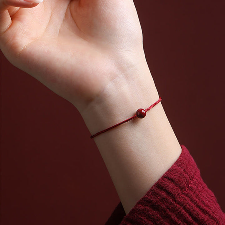 Buddha Stones Natural Cinnabar Red Agate Blessing Red String Bracelet