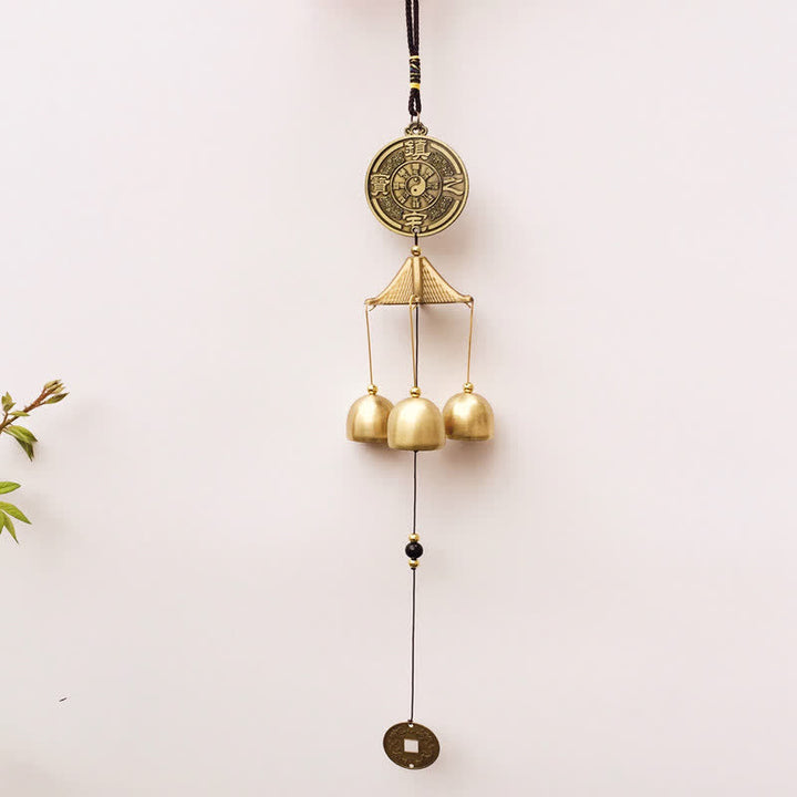 Buddha Stones Blessing Letter Elephant Bagua Auspicious Coin Wall Hanging Chime Bell Handmade Home Decoration