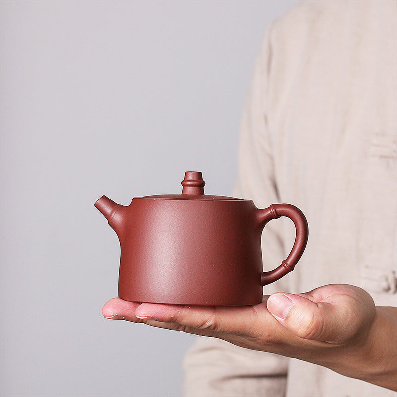 Buddha Stones Handmade Vintage Bamboo Purple Clay Kung Fu Teapot