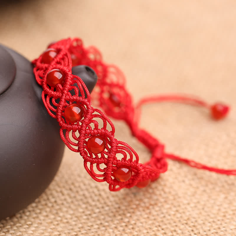 Buddha Stones Red Agate Confidence Red String Bracelet