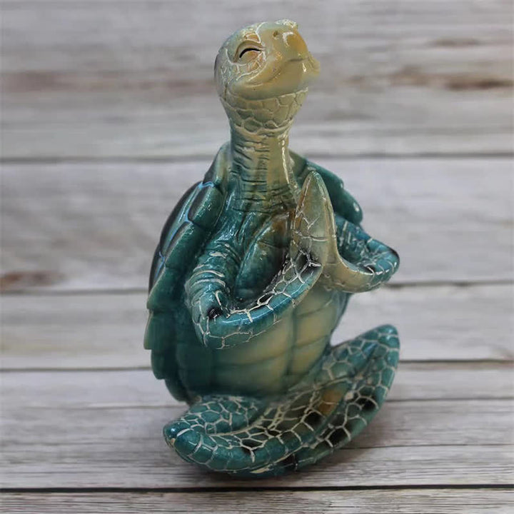 Buddha Stones Tibetan Yoga Meditating Turtle Wisdom Resin Statue Decoration