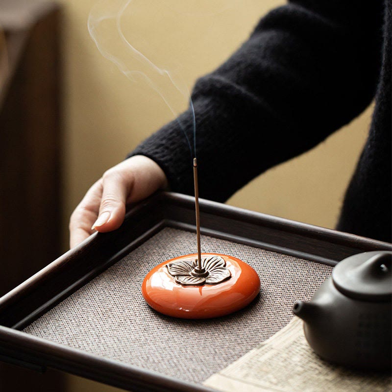 Persimmon Ceramic Meditation Healing Incense Burner Incense Holders