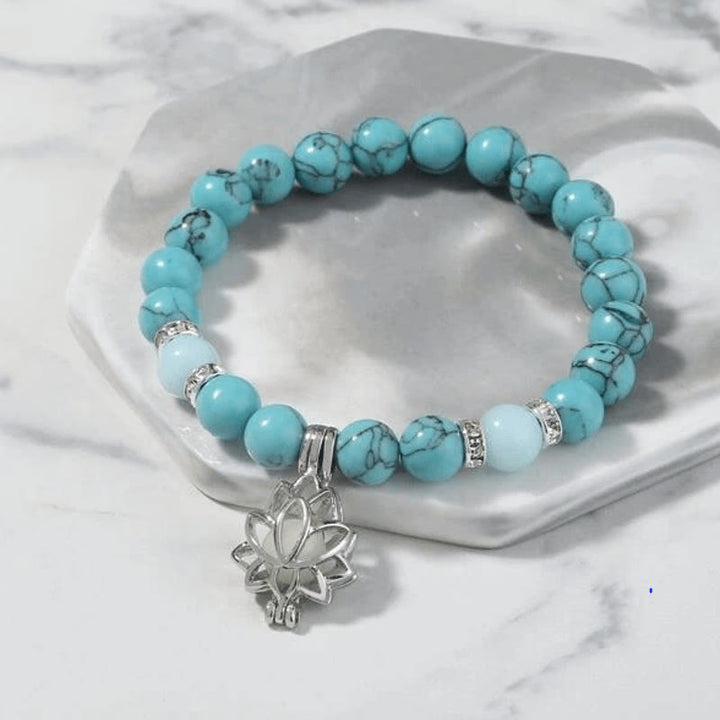 Buddha Stones Tibetan Turquoise Glowstone Luminous Bead Lotus Protection Bracelet