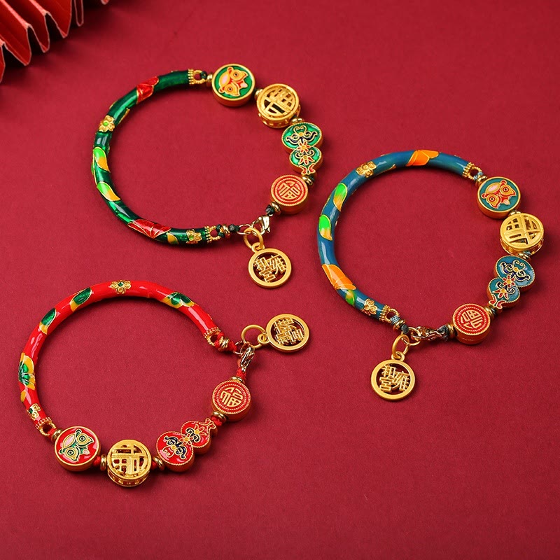 Tibetan Gourd Fortune Happiness Lion Wealth Luck Bracelet