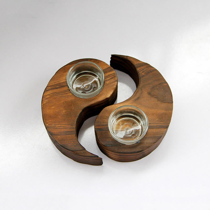 Yin Yang Wood Candle Holder Meditation Rituals Use Items