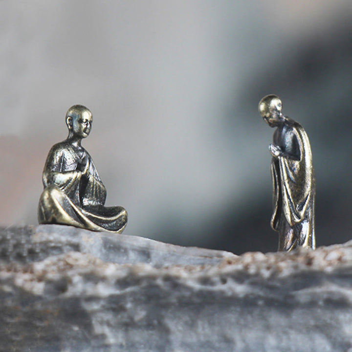 Buddha Stones Mini Meditation Buddha Metal Monk Serenity Home Decoration