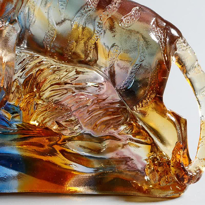 Handmade Liuli Crystal Tiger Art Piece Protection Home Decoration