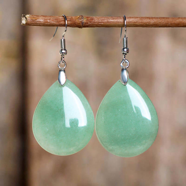 Buddha Stones Natural Aventurine Dangle Healing Drop Earrings