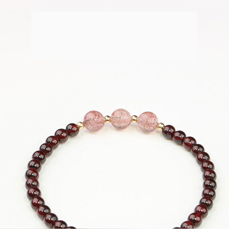 Buddha Stones Natural Garnet Strawberry Quartz Calm Bracelet