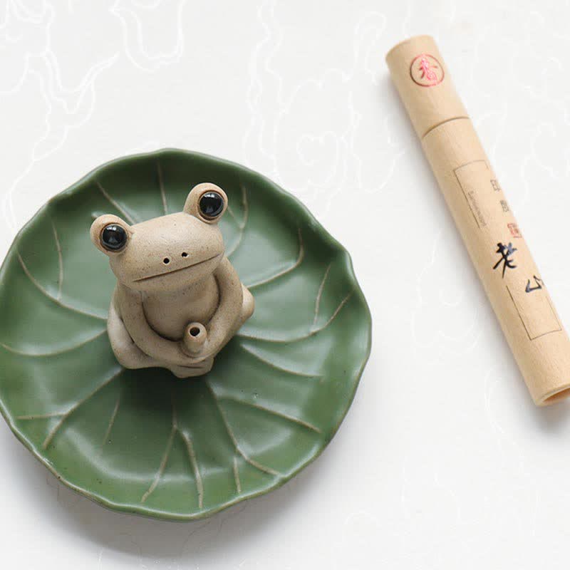 Handmade Ceramic Stick Frog Incense Burner Decoration