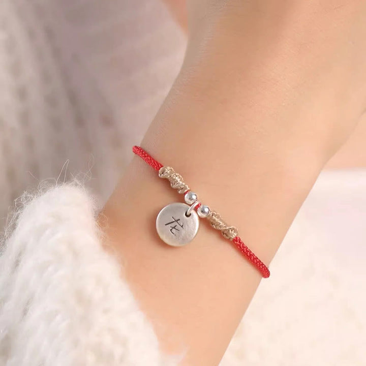 Buddha Stones Handmade 999 Sterling Silver Year of the Dragon Cute Chinese Zodiac Luck Braided Bracelet