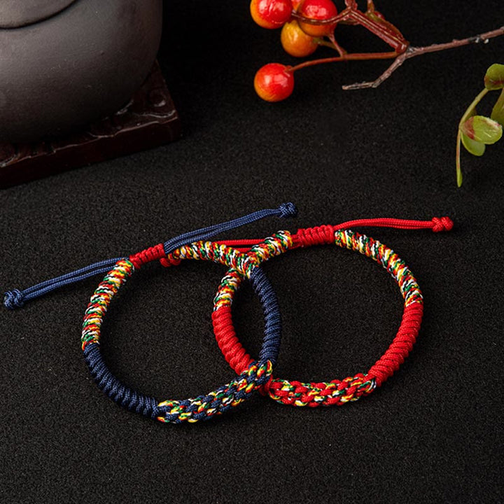 Buddha Stones Tibetan Handmade Colorful King Kong Knot Luck Braid String Bracelet