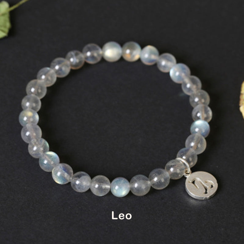 12 Constellations of the Zodiac Moonstone Charming Bracelet