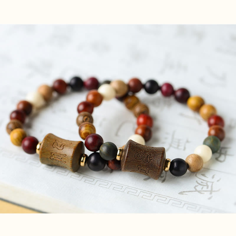 Tibet Multicolored Sandalwood Om Mani Padme Hum Protection Bracelet