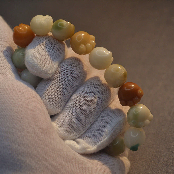 Buddha Stones Multilayered Bodhi Seed Cute Cat Paw Calm Harmony Bracelet