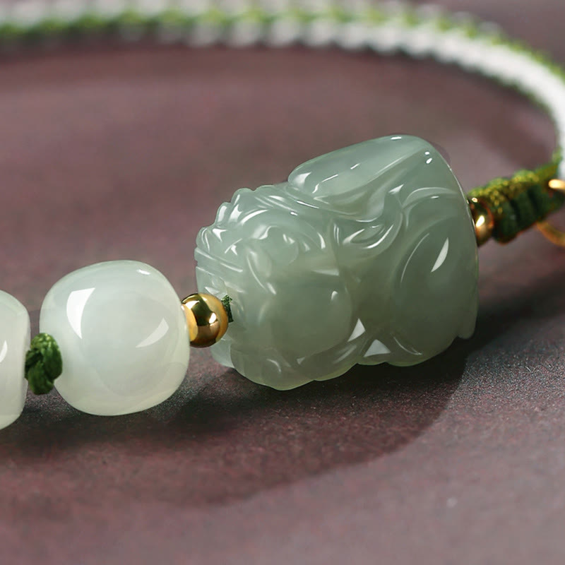 Natural Hetian Jade PiXiu Luck Fu Character String Bracelet