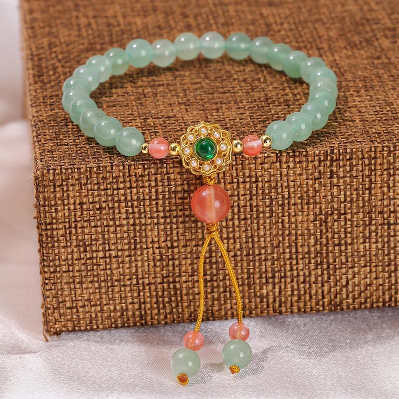 Buddha Stones Green Aventurine Luck Bead Tassel Bracelet