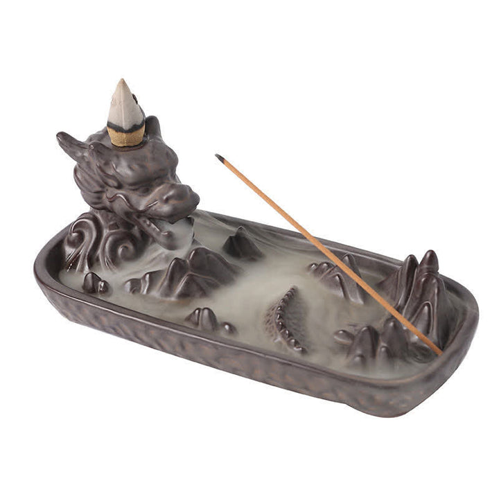 Buddha Stones Dragon Mountain Strength Ceramic Incense Burner Decoration