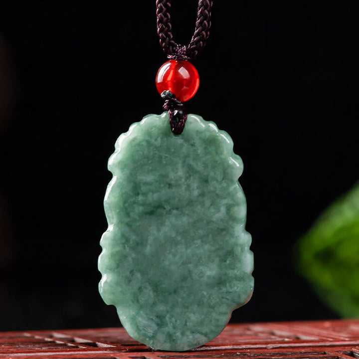 Buddha Stones Natural Jade 12 Chinese Zodiac Prosperity Necklace Pendant