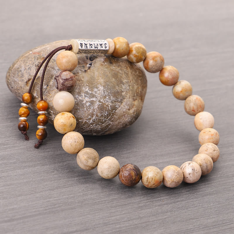 Weathered Stone Om Mani Padme Hum Strengthen Bracelet