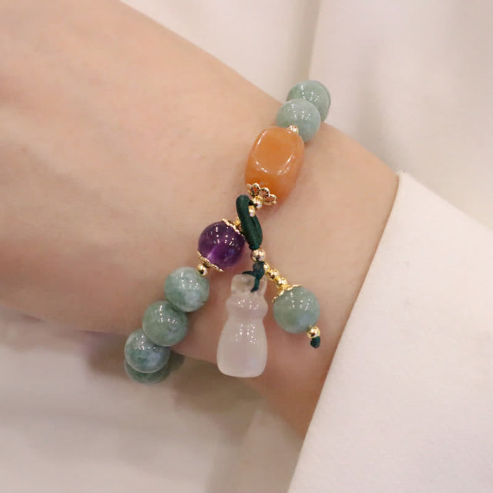 Cyan Jade Lotus Pumpkin Wish Peace Buckle Amethyst Crystal Healing Bracelet