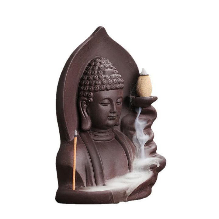 Buddha Stones Tibetan Avalokitesvara Buddha Lotus Healing Backflow Smoke Fountain Incense Burner