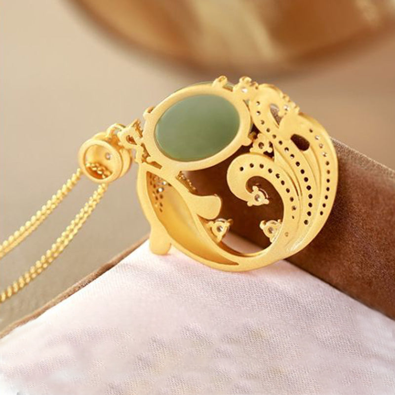 Buddha Stones Cyan Jade Koi Fish Healing Calm Necklace Pendant