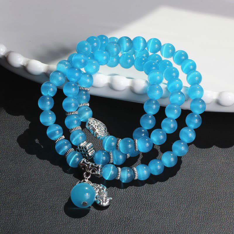 Buddha Stones Cat Eye PiXiu Support Triple Wrap Bracelet