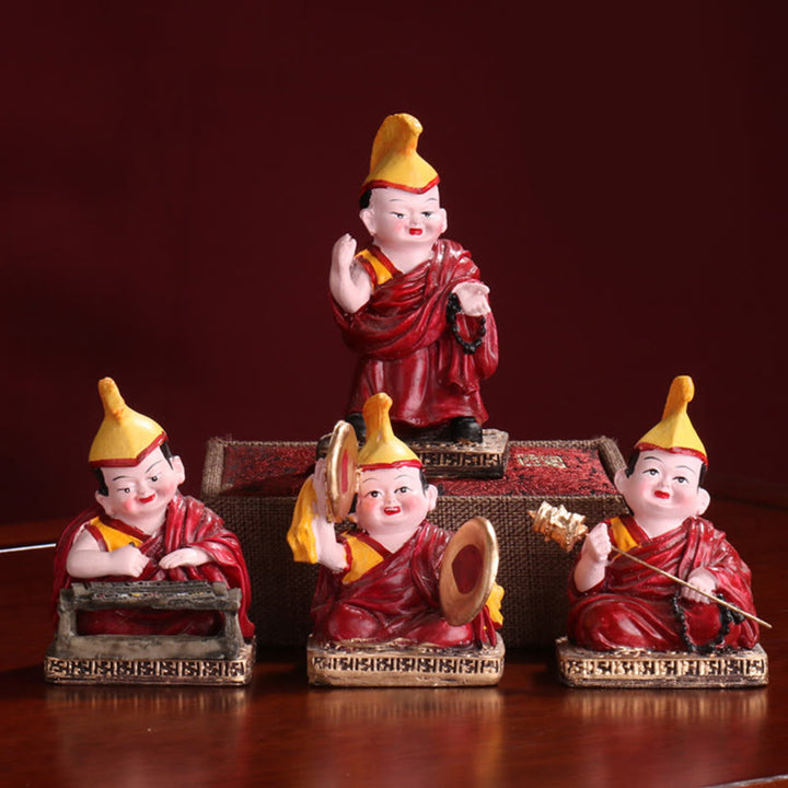 Buddha Stones Hand Painted Tibetan Lama Figures Carved Creative Home Office Car Decoration Ornament