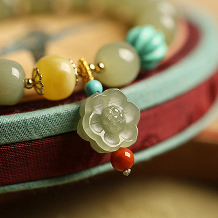 Jade Amber Lotus Bead Luck Bracelet