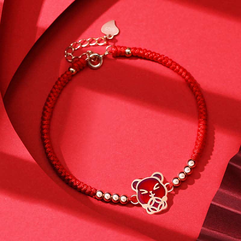 Buddha Stones 925 Sterling Silver Chinese Zodiac Luck Faith Discolor Red String Bracelet