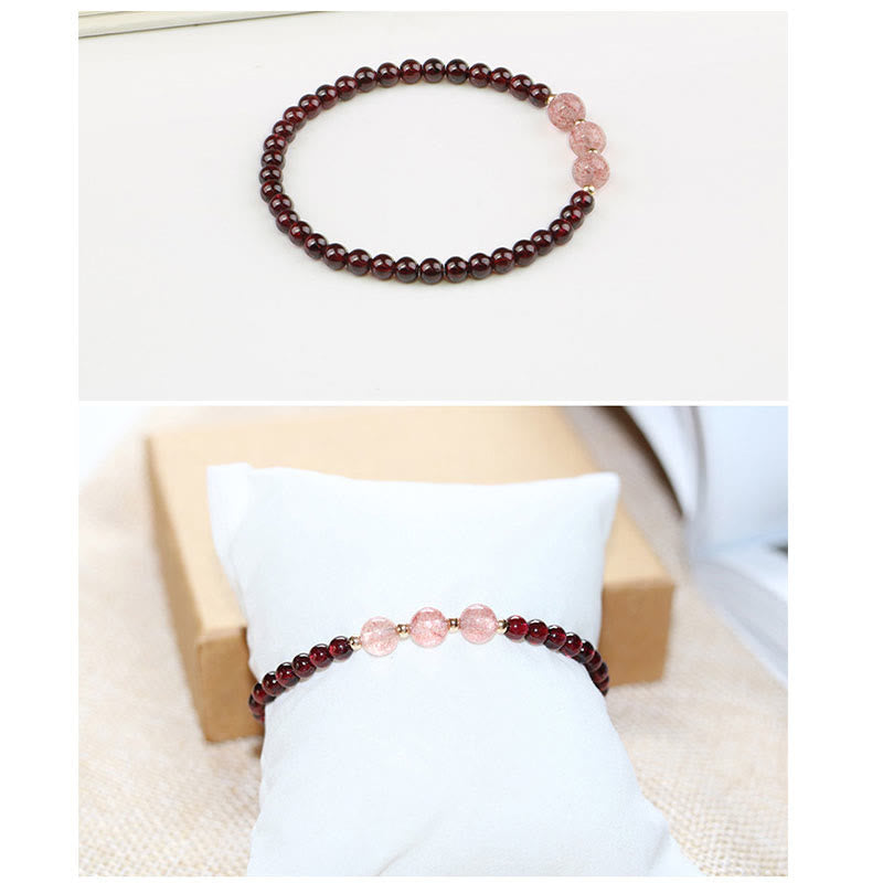 Buddha Stones Natural Garnet Strawberry Quartz Calm Bracelet