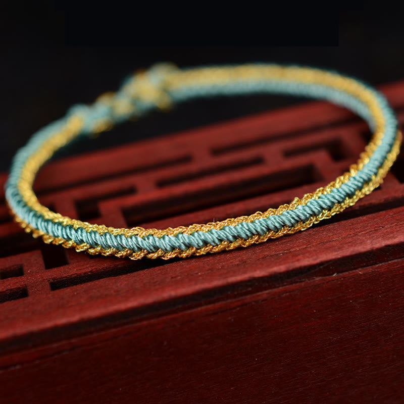 Buddha Stones Two-Color Rope Handcrafted Eight Thread Peace Knot Bracelet