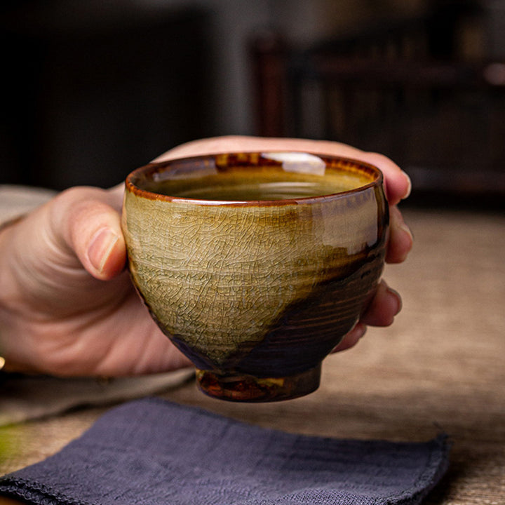 Buddha Stones Retro Brown Kiln Change Ceramic Teacup Kung Fu Tea Cup