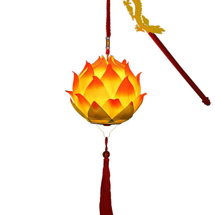 Buddha Stones DIY Lotus Flower Dragon Lantern Tassel Lamp Decoration