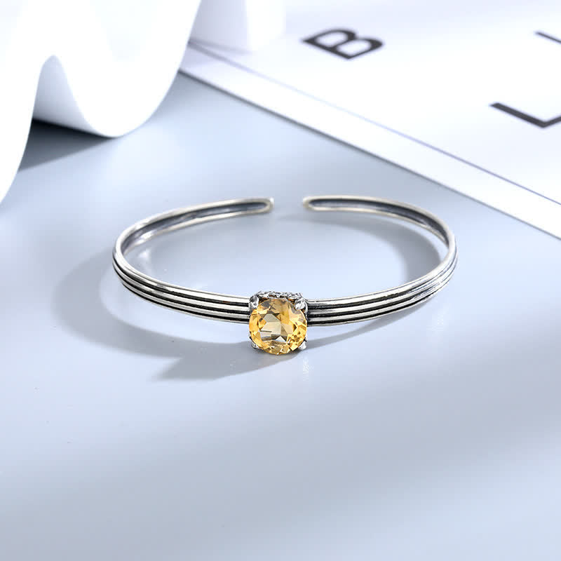 925 Sterling Silver Citrine Protection Bracelet Bangle