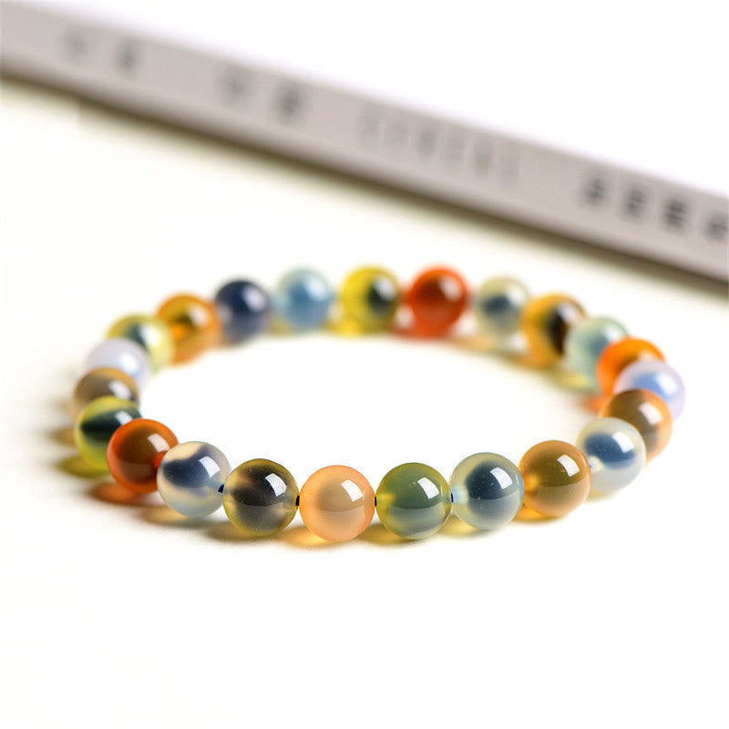 Buddha Stones Natural Colorful Candy Agate Harmony Strength Bead Bracelet