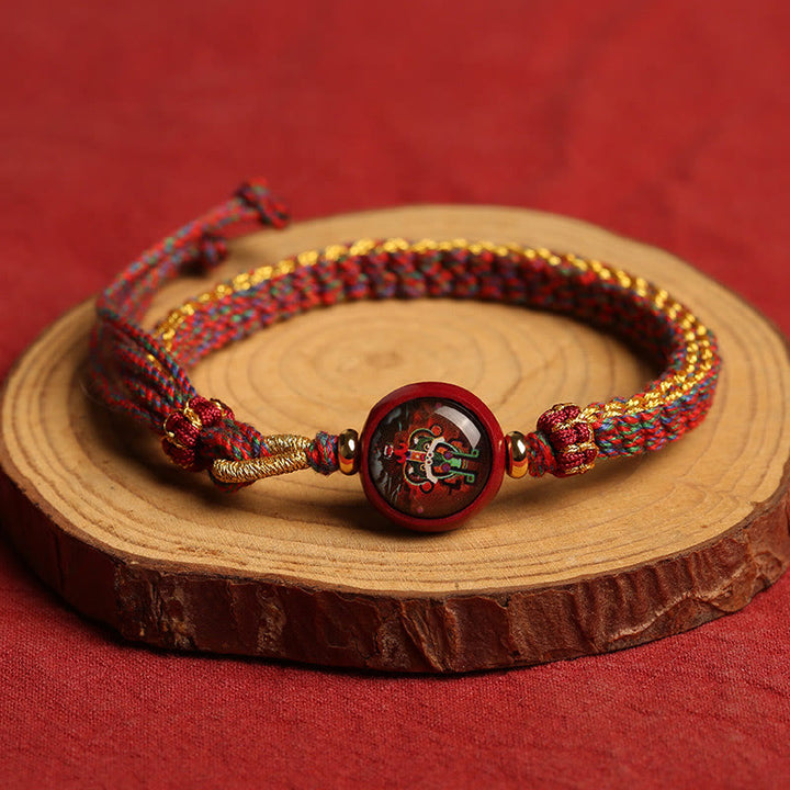 Buddha Stones Colorful Rope Cinnabar Thangka Blessing Braided Bracelet